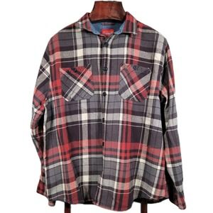 Coleman Brown/Red Plaid‎ Flannel Long Sleeve Button Up Shirt Men's Sz XXL
